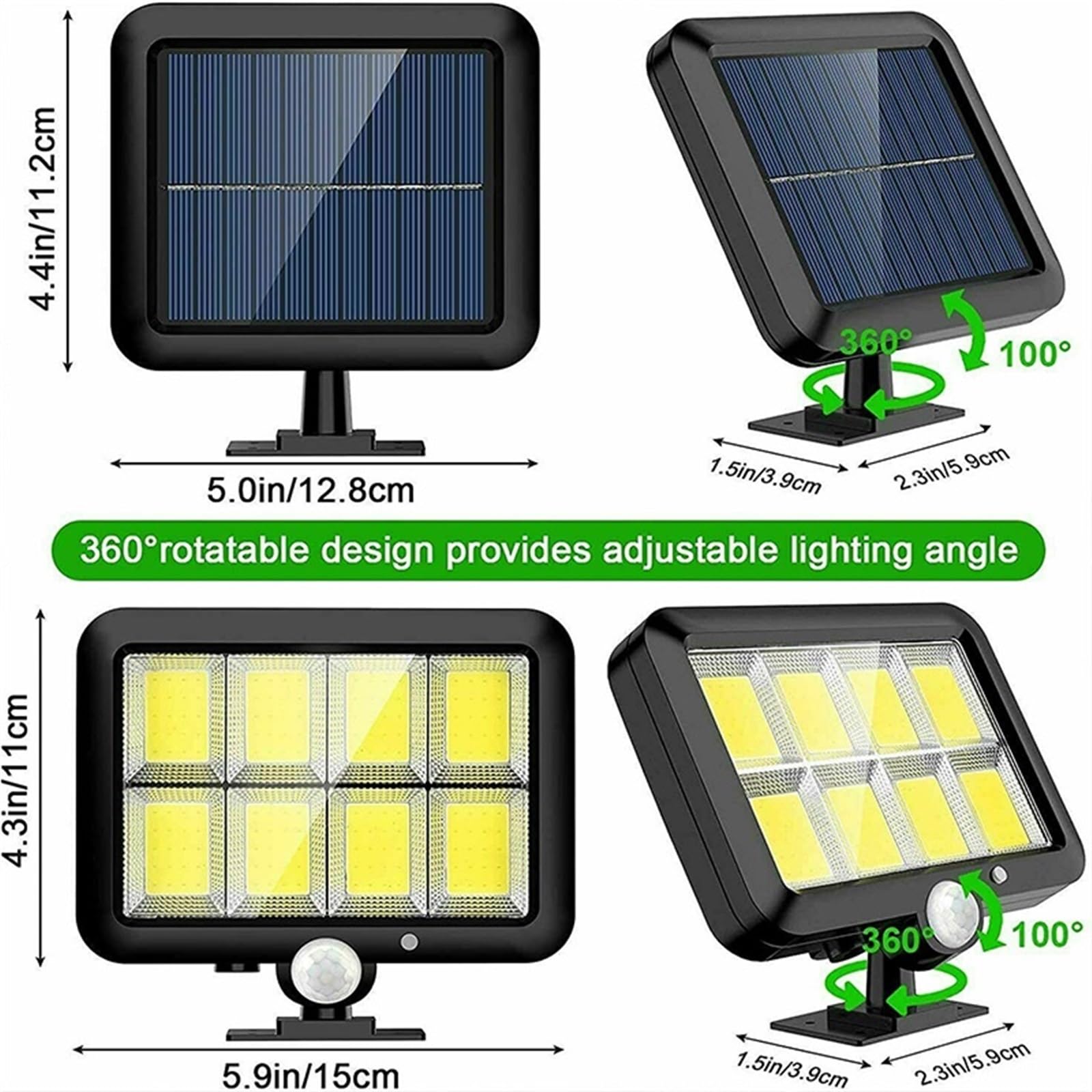 100/120/160COB solarna dzielona lampa ścienna, 3 tryby, wodoodporny czujnik ruchu, ogrodowe lampy uliczne, lampa solarna do ogrodu, bezpieczna lampa ścienna (120COB z RC)