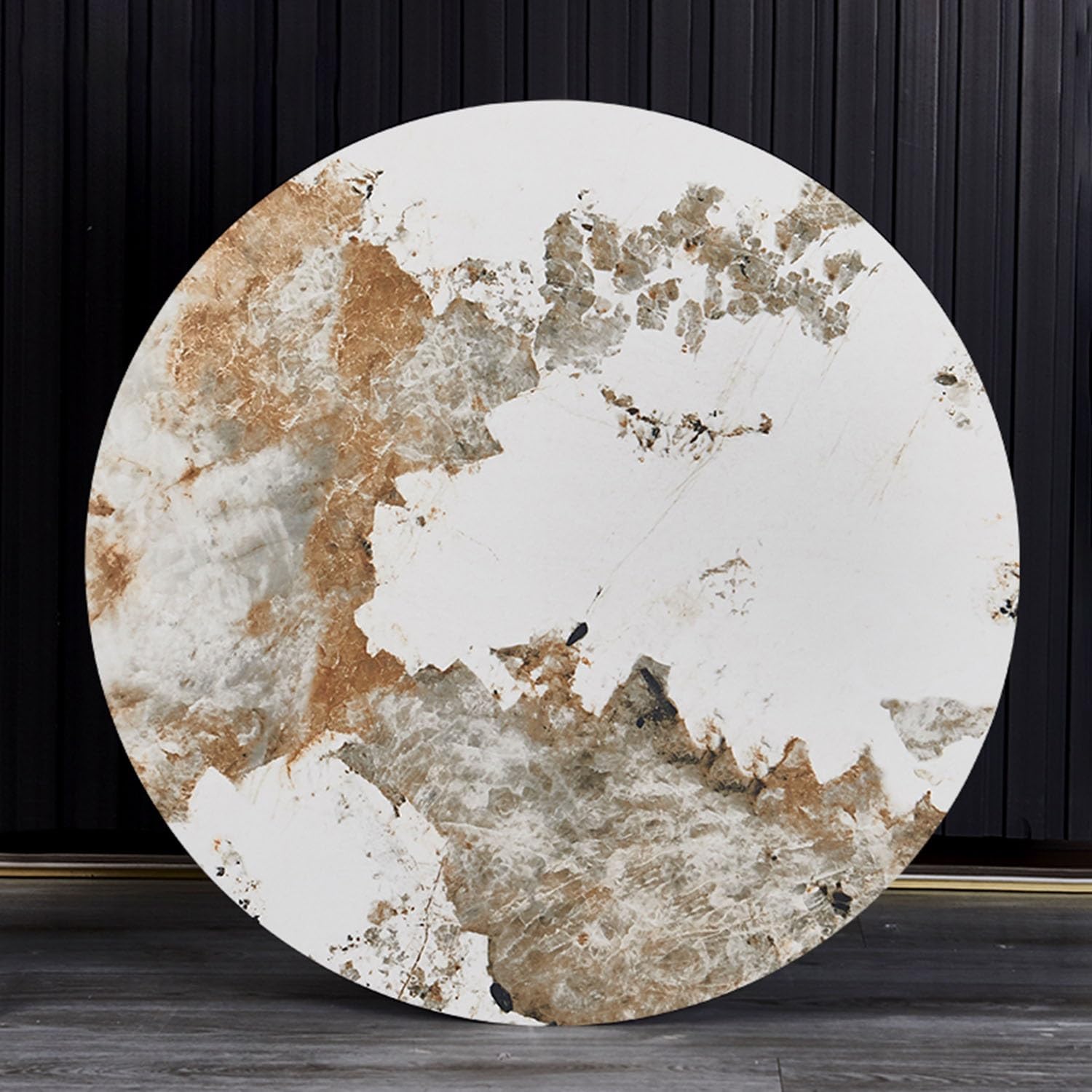 Grand Plateau Tournant Lazy Susan, Plateau Rotatif en Ardoise, Épaisseur 12 mm, Rotation Silencieuse à 360°, Facile à Nettoyer, Pas Facile à Vider(Yellow-Gray,70cm/28)