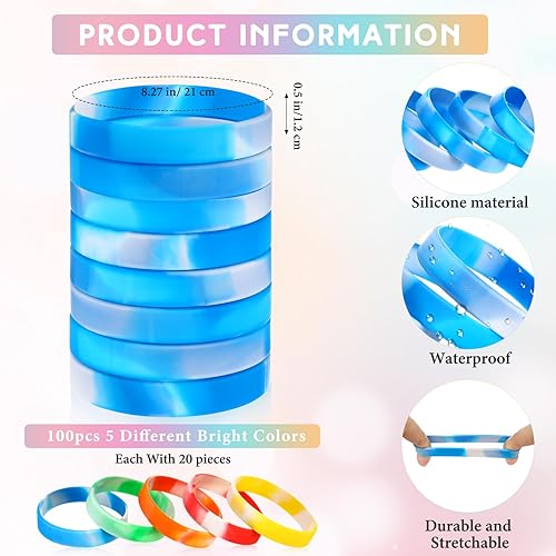 Vista 56 de Liliful 100 pulseras de goma de silicona para mujeres y hombres (verde)