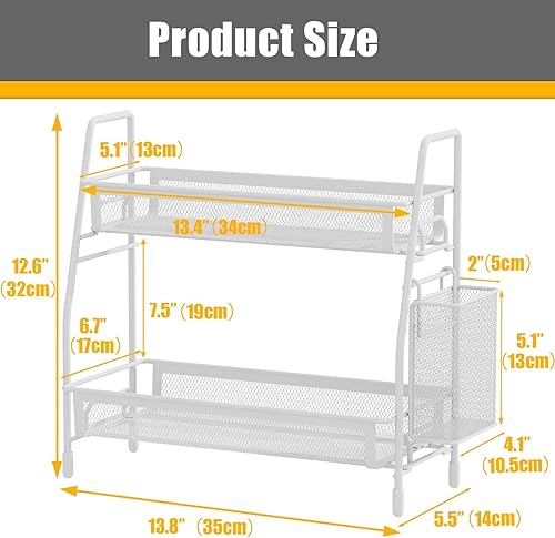 Miniatura 3 de Famhap Organizador de encimera de baño, organizador de baño con cesta lateral, organizador de encimera de cocina, organizador de estante de especias