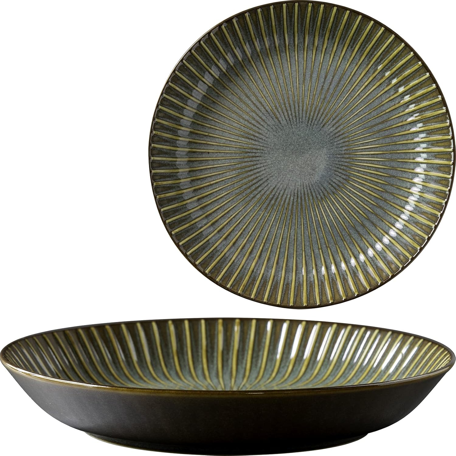 Minorutouki mino ware "SENDAN" Deep Plate Gray, φ8.86×H1.57in 15.66oz Made in Japan