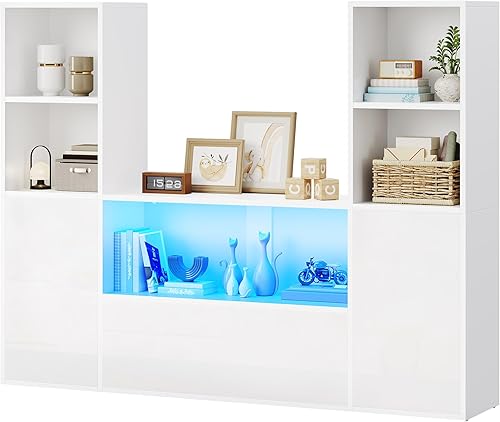 Miniatura 7 de YITAHOME Estantería de 5 niveles con cajón estantería negra moderna con gabinete de almacenamiento estante de almacenamiento de libros resistente