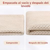 Vista 7 de Homaxy Trapos de cocina de 100% algodón, tejido de punto gofre, ultrasuaves, absorbentes y de secado rápido, 12 x 12 pulgadas, paquete de 6, beige