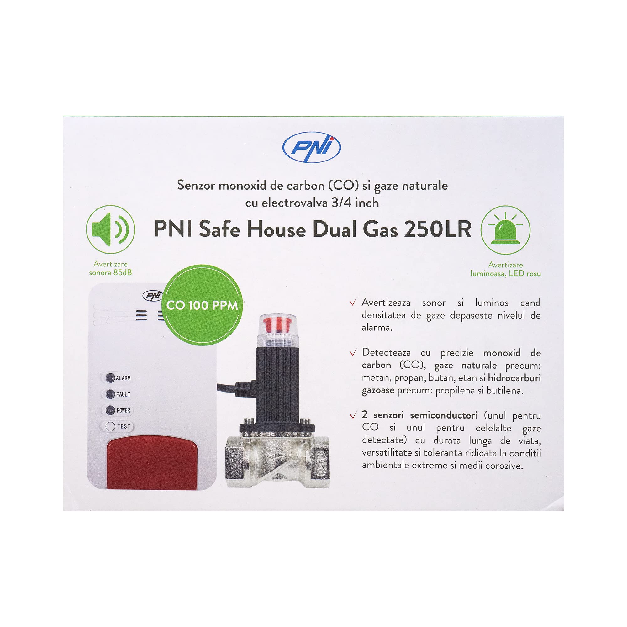 PNI Safe House Dual 250LR - Kit con 2 sensori e valvola magnetica da 3/4"