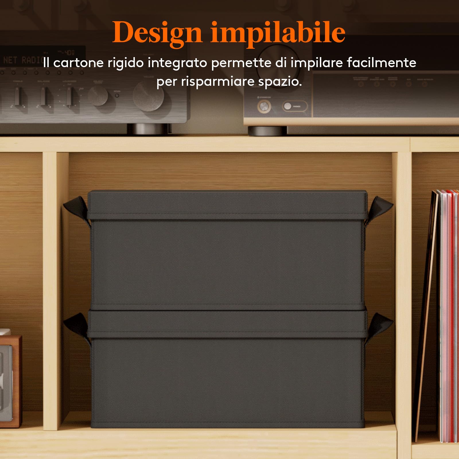 Lifewit Confezione da 4 Porta CD, Contenitori Impilabili con Coperchio Pieghevole per 120 CD (30 ciascuno), per Casa e Auto, Nero