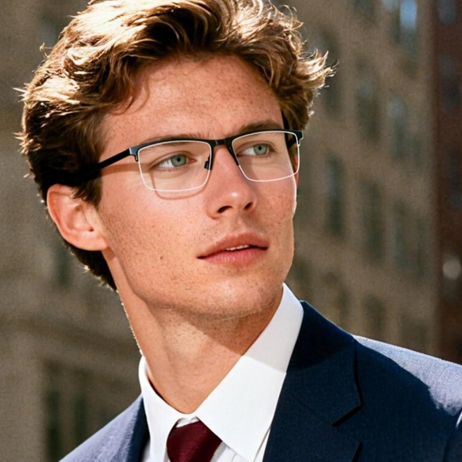 RICH MODE Classic Blue Light Blocking EyeglassesFashion Half Frame Clear Lens Glasses for Men Gray - Image 2