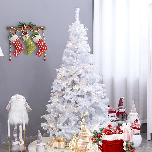 Miniatura 2 de Uten Árbol de Navidad artificial blanco de 6 pies con soporte de metal sólido y 600 ramas para fiestas de Año Nuevo, decoración de Navidad para
