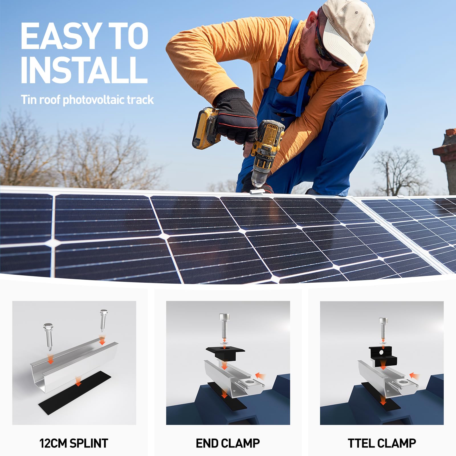 Supporto per modulo solare, fissaggio fotovoltaico su bitume, set montaggio 4 moduli PV