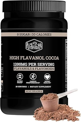 Black Forest Cacao en polvo con alto contenido de flavanol (1200 mg de flavanoles y suplementos de flavonoides) 10 veces más flavanoles