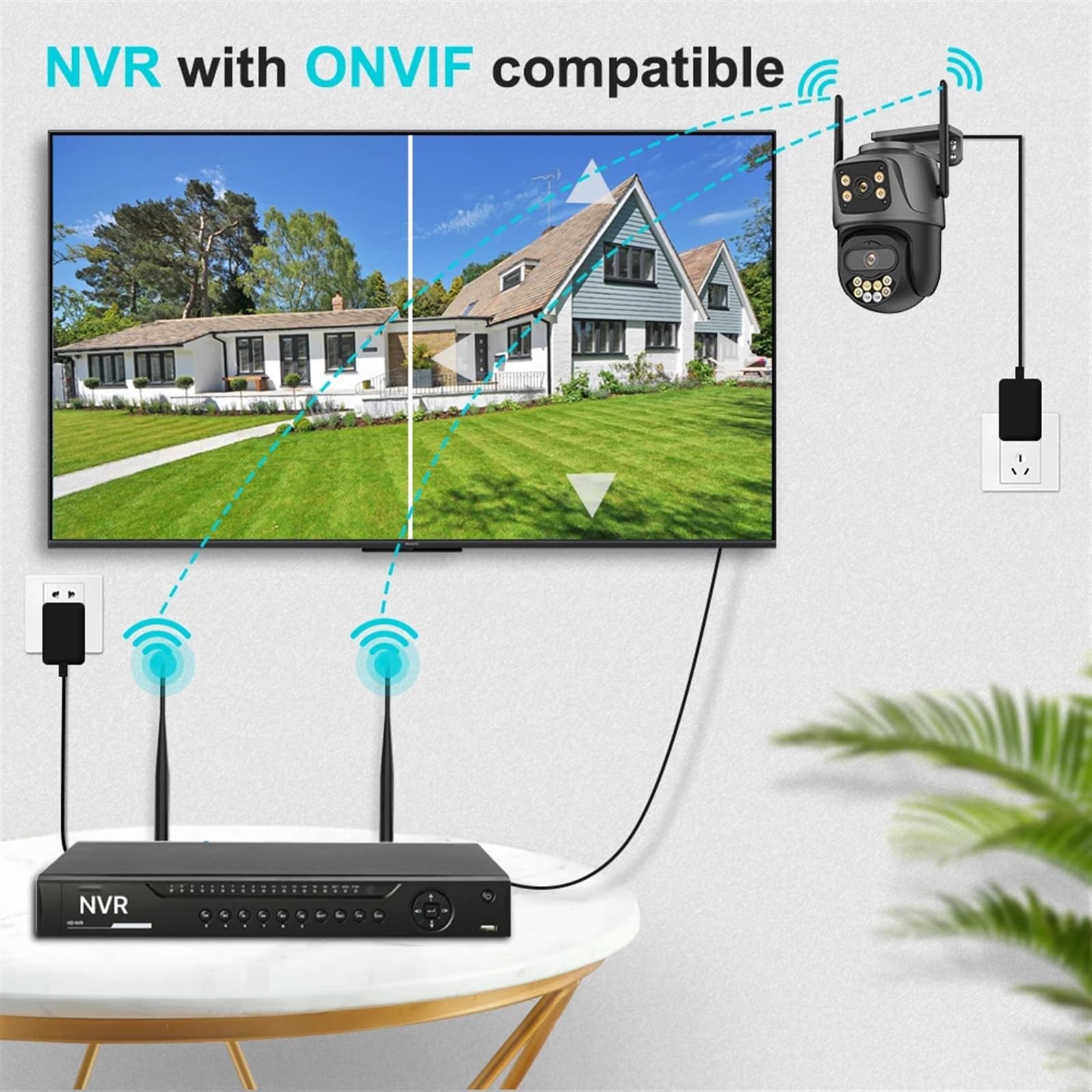 Kamery Monitoringu, Zewnętrzna bezprzewodowa kamera IP do monitoringu 4K 8MP HD podwójny obiektyw zewnętrzna kamera PTZ automatyczne śledzenie kamera monitorująca ulicę(4MP With 32G Card)
