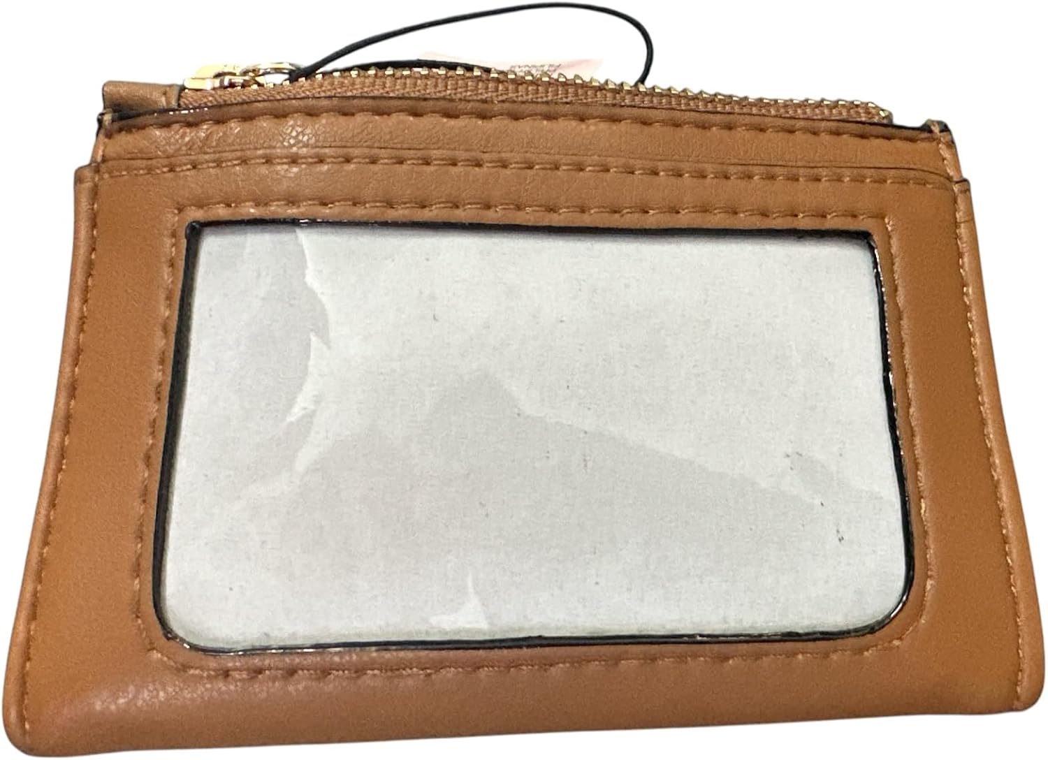 Victoria's Secret Women's Quilted Foldover Card Case Keychain Wallet, Compact Mini Coin Purse with Zipper Pocket, Brown New