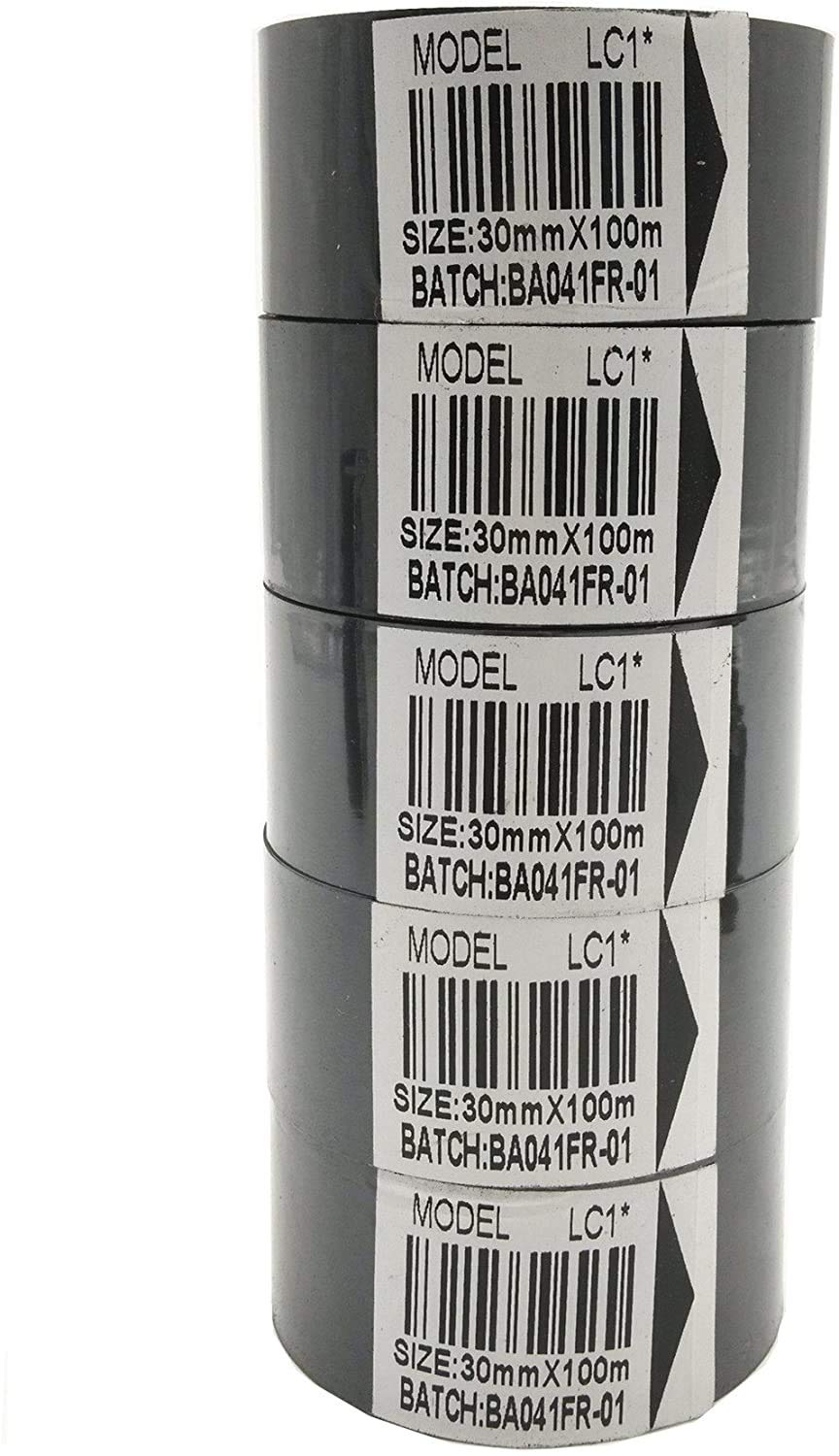 True-Ally 5 Rolls Hot Stamp Ribbon Thermal Transfer Ribbon 30mm x 100m for Date Coder Hot Stamp Printer 241 241B 241S TJ-08 DY-8 DY-6 (Black)