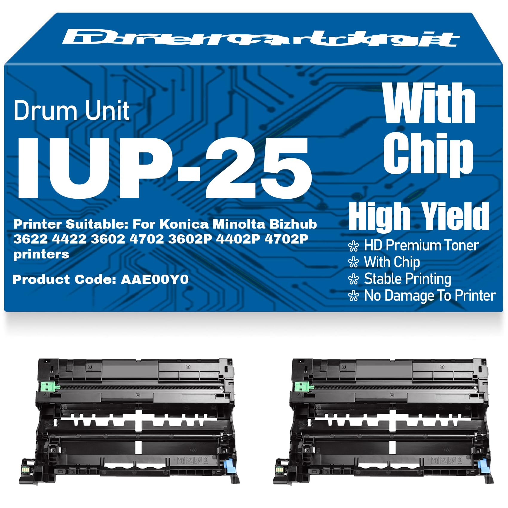 Unità tamburo compatibile IUP-25 (AAE00Y0) ad alta resa per Konica Minolta Bizhub 3622 4422 3602 4702 3602P 4402P 4702P Stampante - 60.000 pagine,2PC-IUP25
