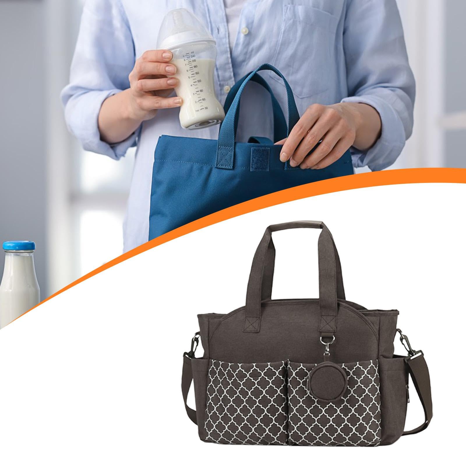 Multifunktionale Wickeltasche, Großes Innenvolumen, Vielseitige Tragemöglichkeiten, Eleganter Stoff in Samtoptik, Geeignet für, Braun