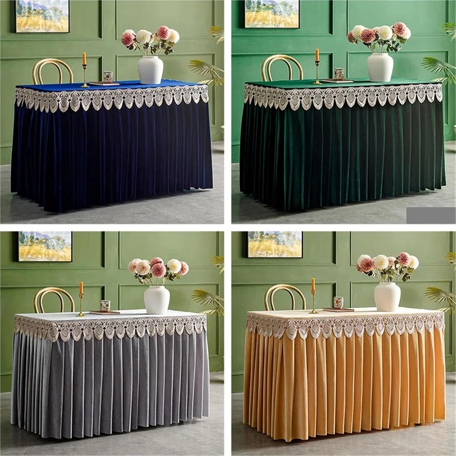 Table Skirt Thickened Velvet Table Skirt Tablecloth Hotel Conference Buffet Event Convention Sign-in Cloth(Color 24,120x40x75cm)