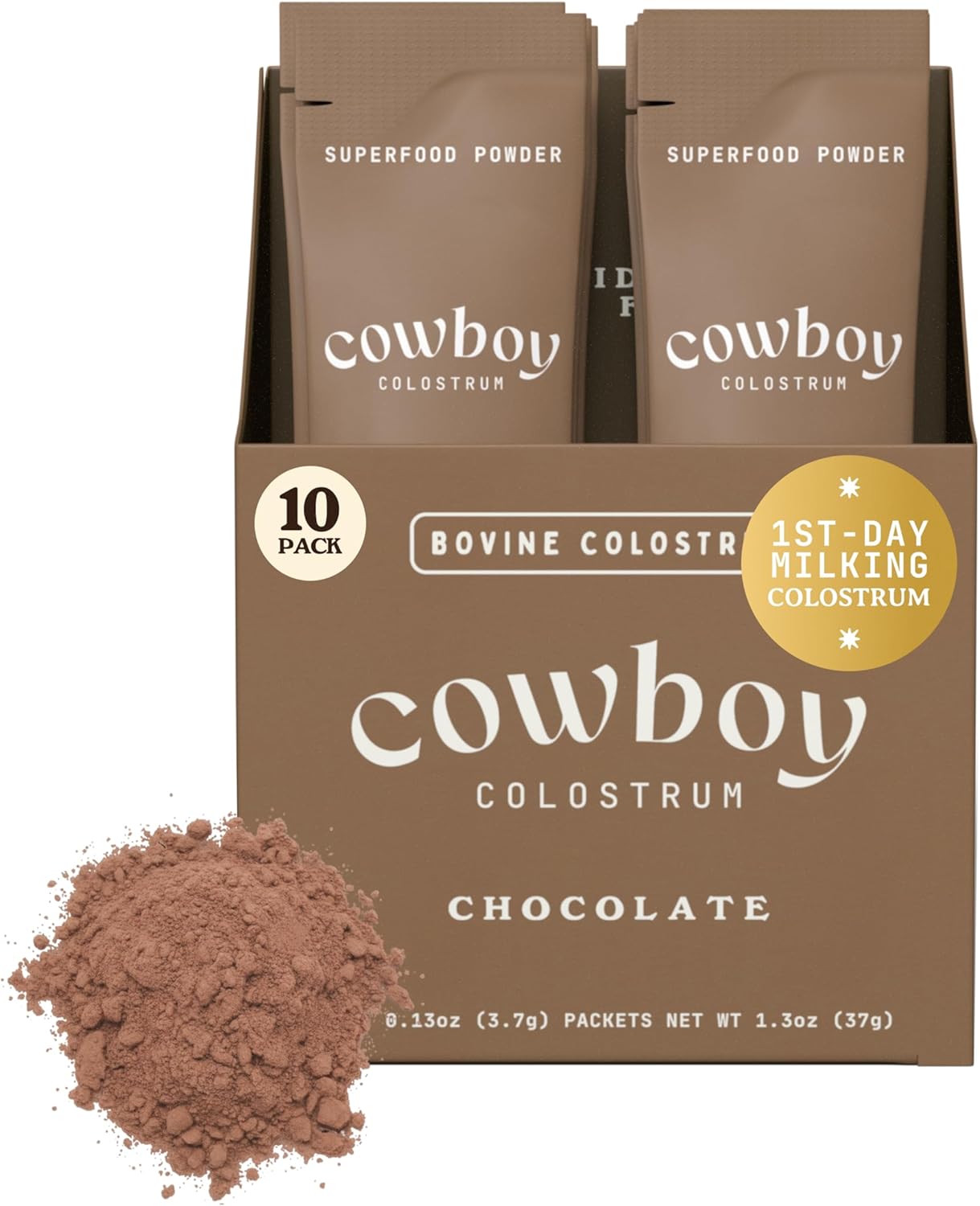 COWBOY - The Exclusive 1st Milking, Whole, Grass Fed Colostrum Supplement for Full Body Health - Bovine Colostrum Powder Packed w/Bioactive Nutrients (10 Travel Packs - Strawberry)
