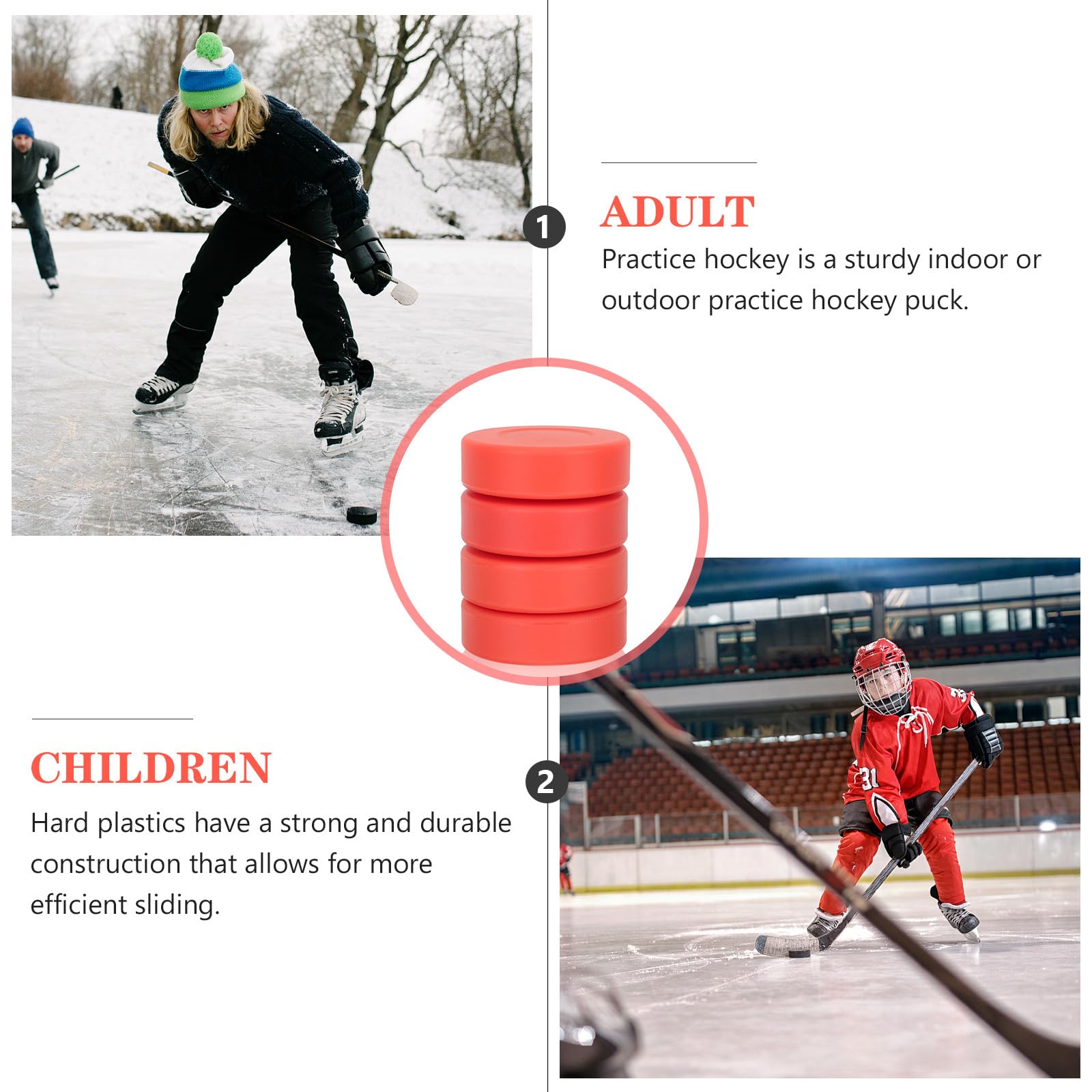 Alipis Disco da Hockey Professionale in Gomma Rossa, Set 4 Pezzi, Durezza Regolabile per Allenamento e Gare di Hockey su Ghiaccio, per Migliorare Precisione e Potenza nei Tiri
