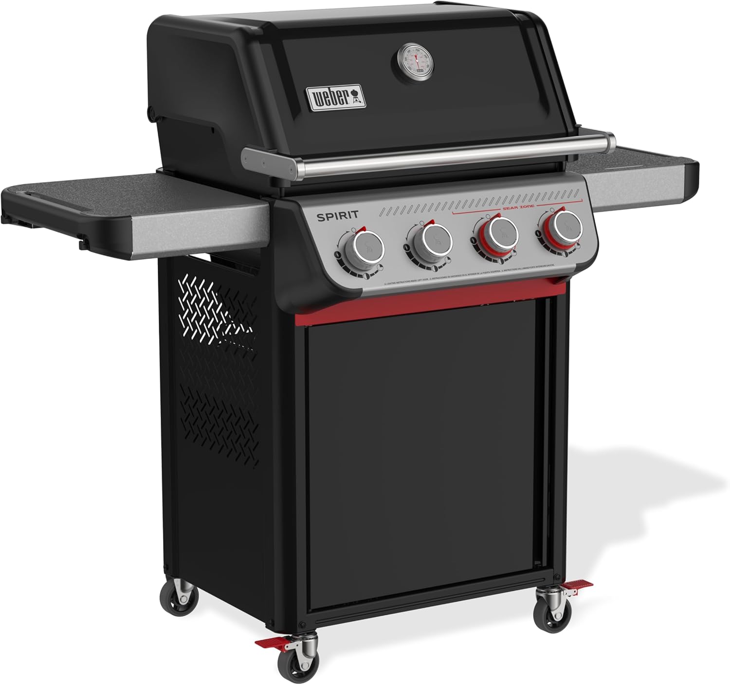 Weber Spirit® E‑425C Gas Grill (Liquid Propane) for Outdoor Cooking – Black, 4‑Burner Grill with 2 Boost Burners, Porcelain-Enameled Cast-Iron Grates & Sear Zone