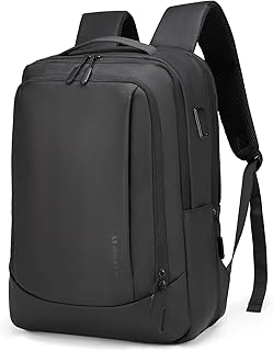 SUIKIHUM 38L Travel Backpack 17" Laptop Backpack W/USB-C Port, Expandable Carry-On Bag, TSA Approved for Business College, Black