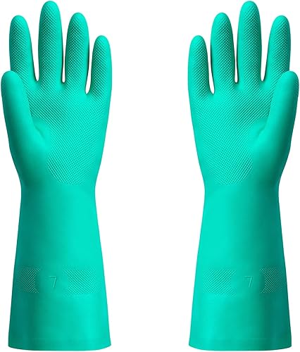 ThxToms guantes de nitrilo para el hogar, resistentes al aceite, ácido, alcalinos y solventes