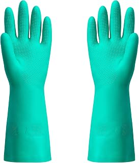 ThxToms Chemical Resistant Nitrile Gloves, Resist Household Acid, Alkali, Solvent and Oil, Latex Rubber Free, 1 Pair Small