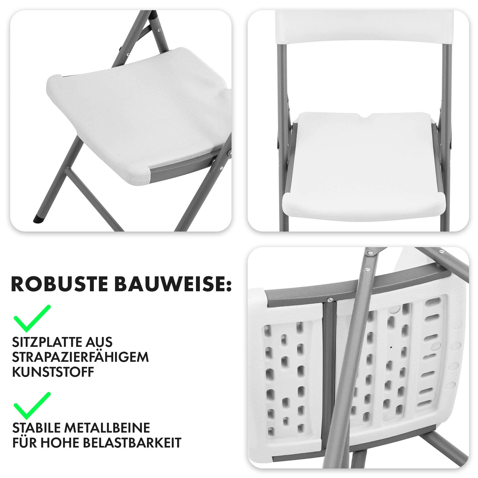 KARAT - Składany stół ogrodowy z tworzywa sztucznego – stół bufetowy z uchwytem do noszenia – składany stół do ogrodu, na taras i balkon – stół kempingowy dla 6 osób (zestaw 2 szt. Okinawa)