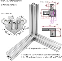Vista 2 de 8 unids 2020 extrusión de aluminio ranura T soporte de esquina serie 20 hardware extruido 3 vías Tri conector con tornillo de ajuste para 20/20 2040