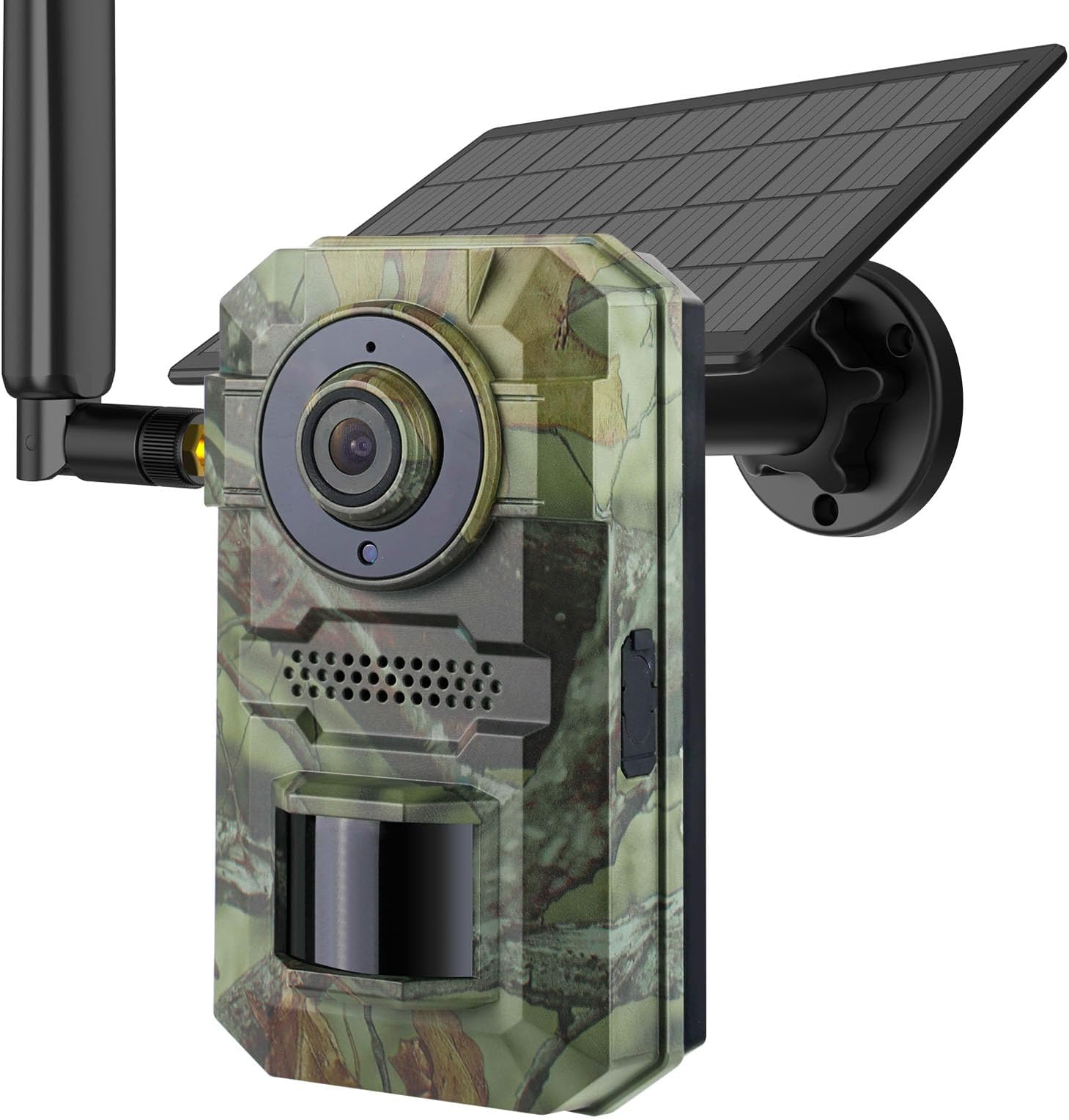 Trail Camera, 2k HD Live Cellular Trail Cameras, Built-in Sim Card,Game Camera Solar Powered, PIR Motion Activated 0.2s Trigger Time, IP66 Waterproof, with Night Vision,Leaf Grain