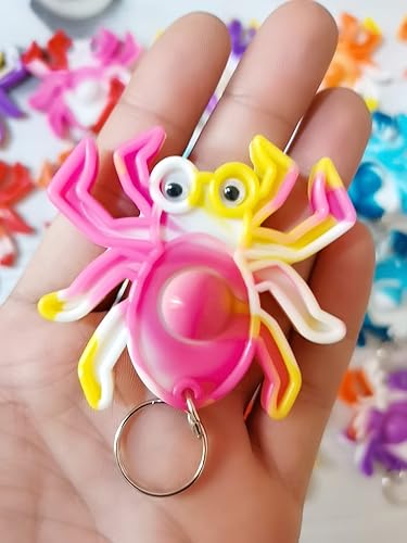 Miniatura 6 de Paquete de 20 llaveros divertidos y únicos de araña, diseño de arcoíris, juguetes para fiestas de Halloween, juguetes para niños, estudiantes,