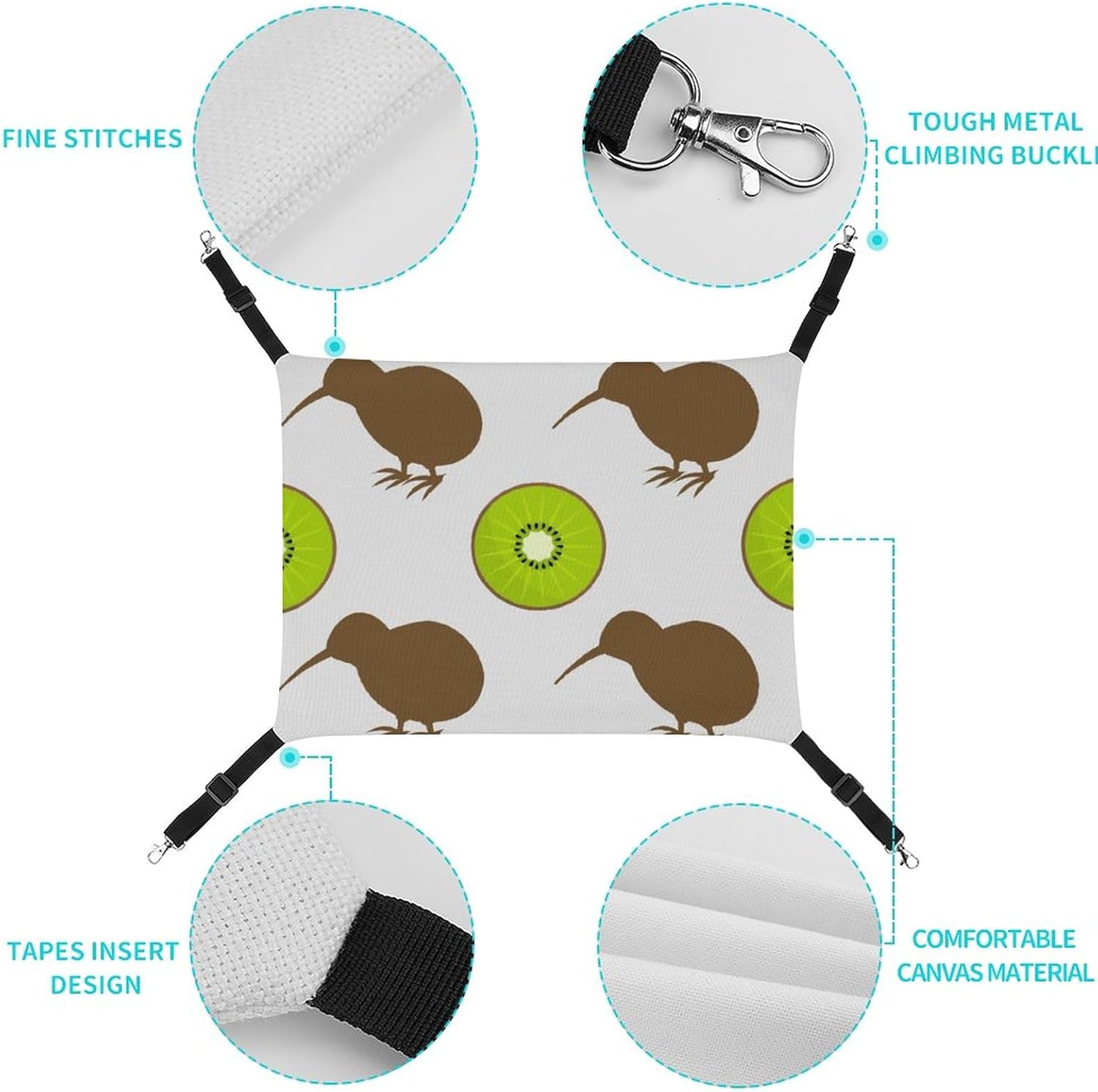 review Kiwi Birds and Fruit Cat Hammock Adjustable Straps Pet Cage Reversible Hanging Bed for Cats Small Dogs