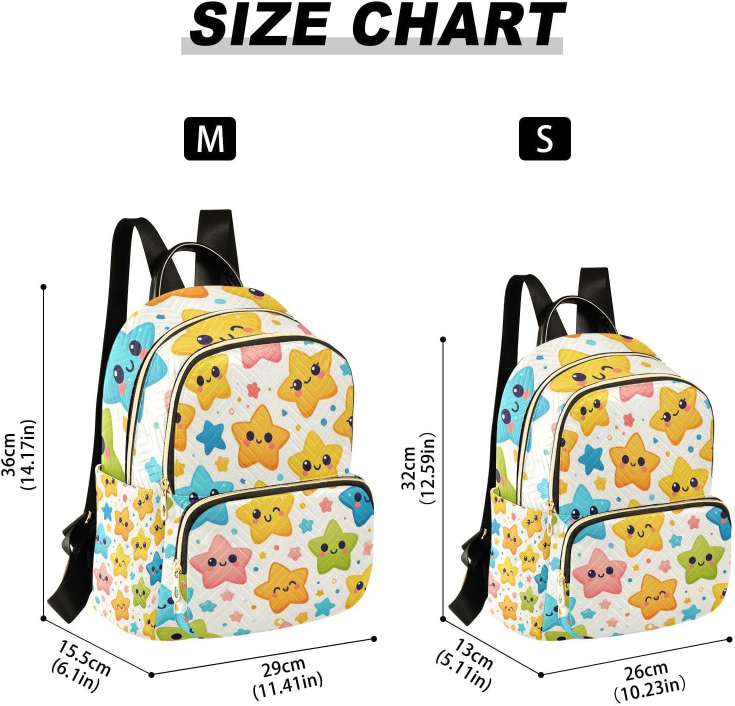 Cute Star Small Backpack Purse for Women Travel Bag Fashion Daypack Back Pack Shoulder Bag 7.5L