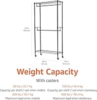 Vista 6 de Yaxa Basics Perchero ajustable con doble barra, organizador de ropa colgante con ruedas, resistente, 36 x 14 x 72 pulgadas, negro