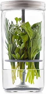 Kilner Herb Keeper Set: Keeps Basil, Parsley, Mint Fresh Up to 3 Weeks | 1L Glass Jar, Stainless Lid & Silicone Lifter