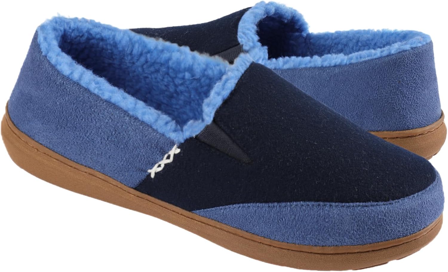 Chaussons Mocassin Zigzagger - Daim Doublure Laine - Semelle Caoutchouc Antidérapante - Confort Maxi