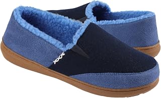 Men's Comfy Wool Slippers Indoor Outdoor House Shoes, Warm Soft Fur Fuzzy Fleece Lined Memory Foam Sole with Suede Upper