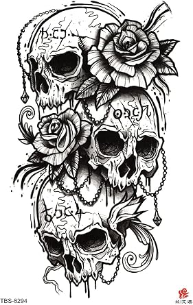 BearPear Skull Temporary Tattoo Skull Tattoo