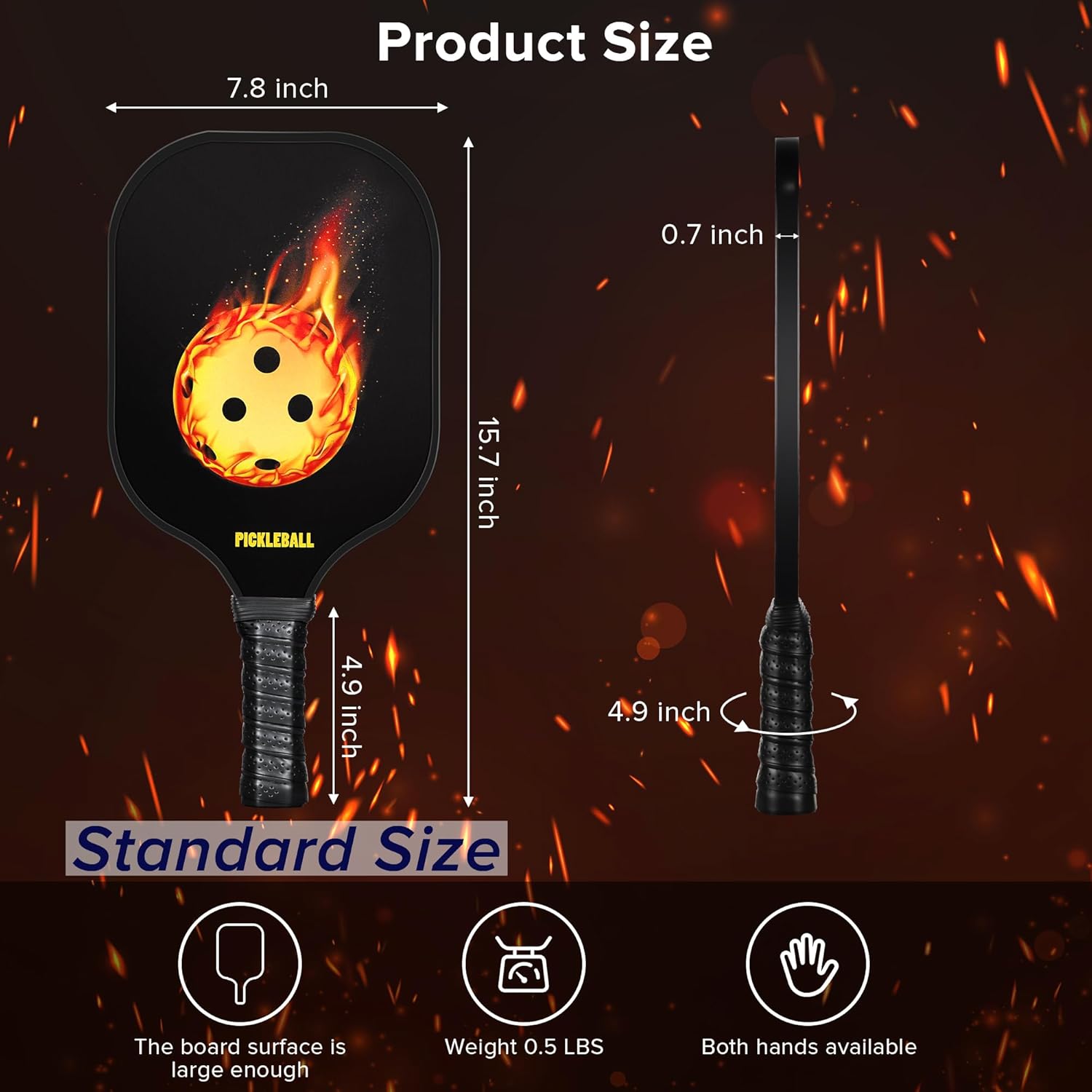 Premium Pickleball Paddles Set of 2-𝙐𝙎𝘼𝙋𝘼 𝙎𝙩𝙖𝙣𝙙𝙖𝙧𝙙 𝗙𝗶𝗯𝗲𝗿𝗴𝗹𝗮𝘀𝘀 Surface Pickleball Rackets Set-Lightweight Pickleball Paddles with 4 Pickle Balls, 2 Cooling Towels and 1 Carry Bag