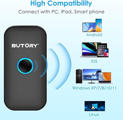 Miniatura 2 de Butory Escáner de código de barras Bluetooth inalámbrico Escáner de código de barras inalámbrico 1D Escáner de mano Lector UPC Escáner de pistola