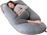 Vista 15 de ALLOPERA Almohada de embarazo, almohada de maternidad de cuerpo completo de 57 pulgadas con funda extraíble lavable, soporte para dormir