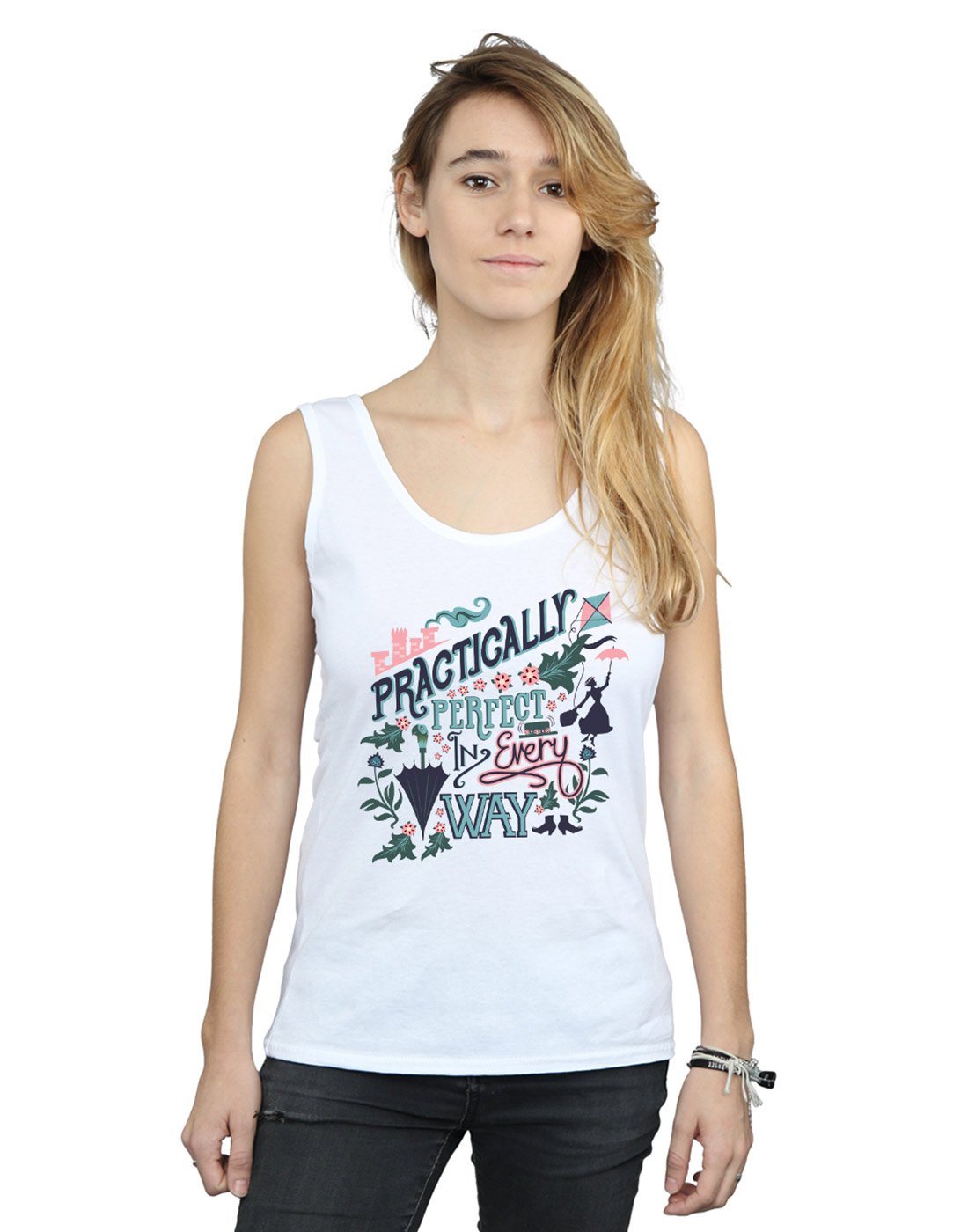 Disney Women's Mary Poppins Practically Vest White X-Large