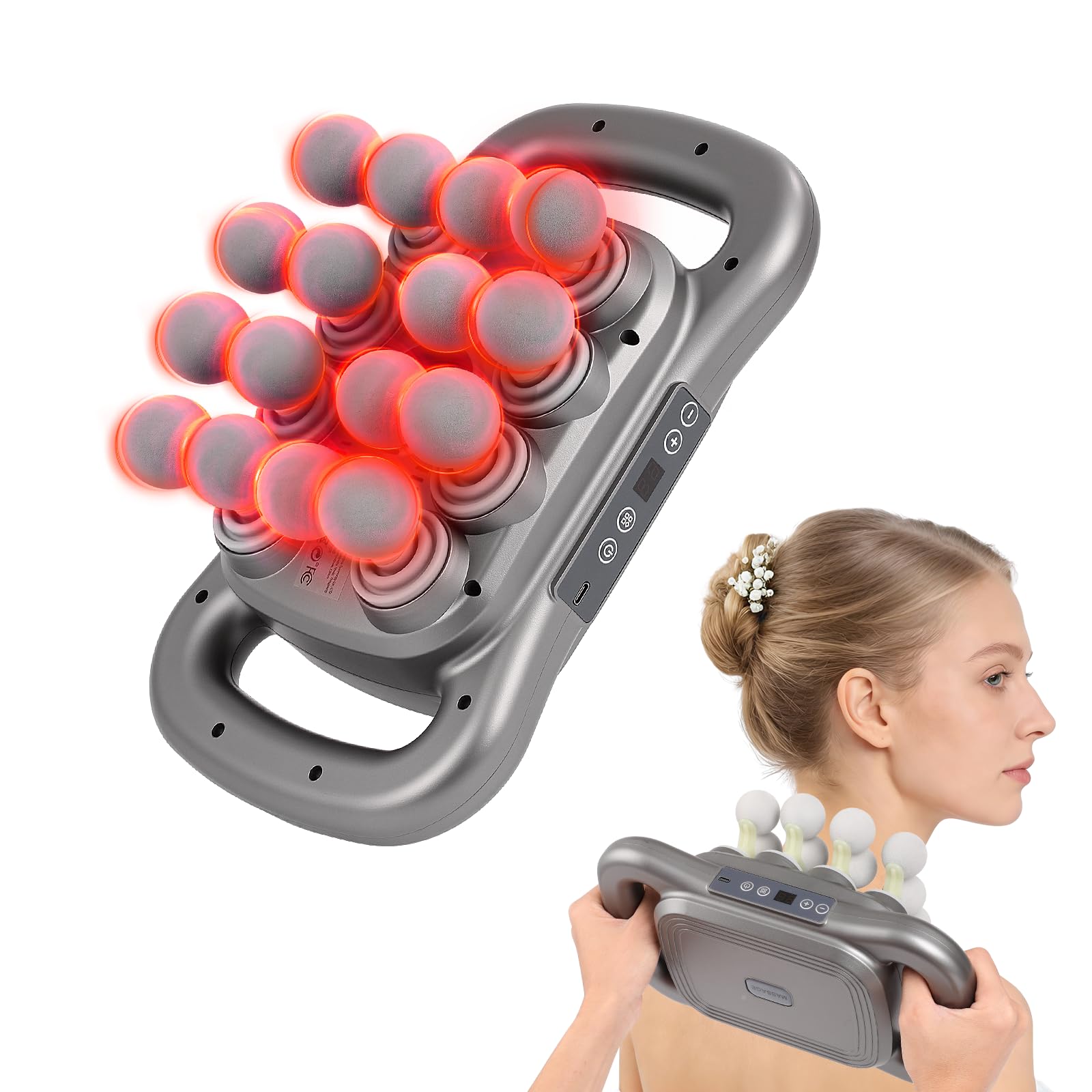 16-Head Full Body Massage Gun Precision Deep Tissue Percussion Massager Electric Handheld Device for Back Shoulder Neck Pain