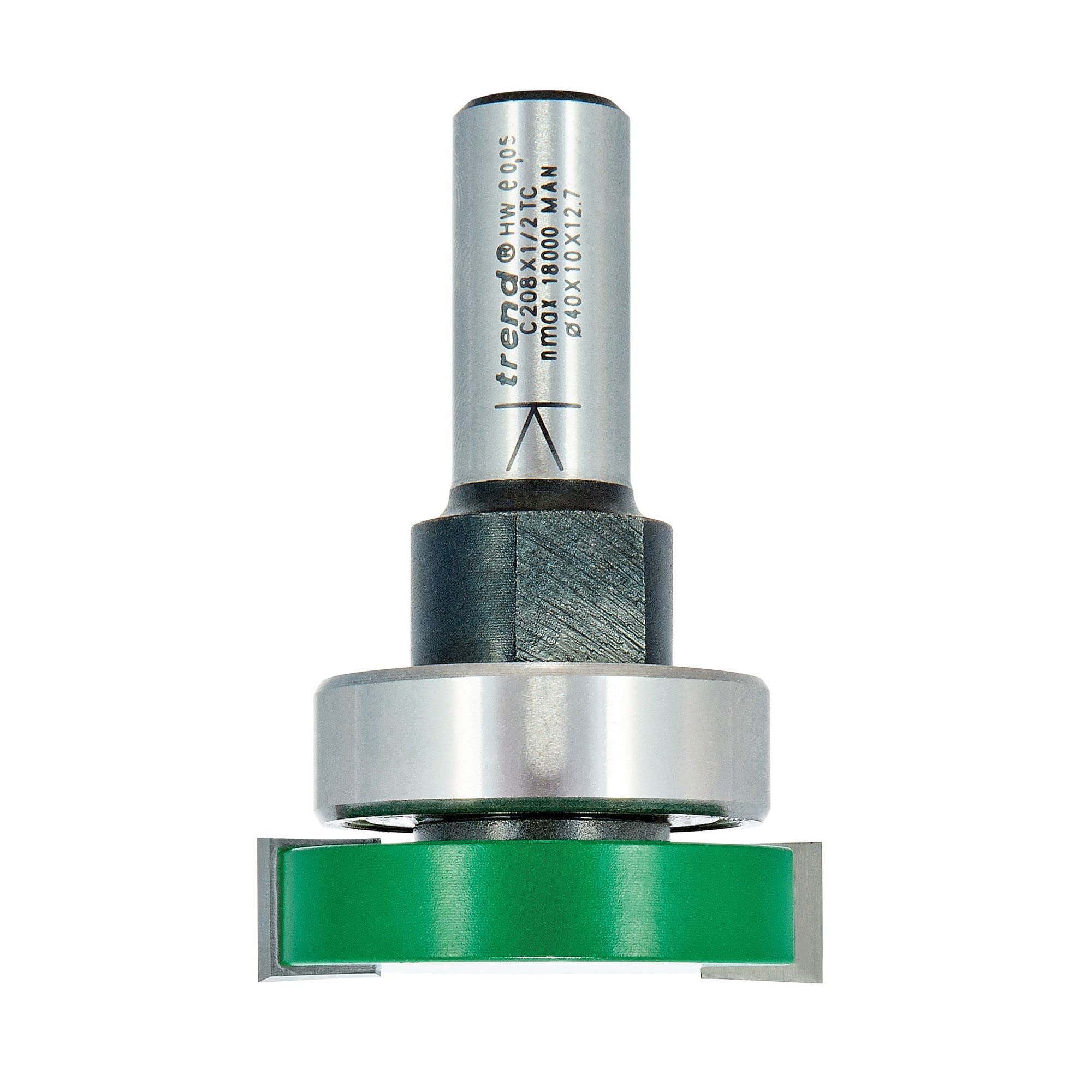 Trend CraftPro frez dwupiórowy do frezowania wgłębień intumescent, trzpień 1/2 cala, średnica cięcia 40 mm i długość cięcia 10 mm, węglik spiekany (TCT), C208X1/2TC