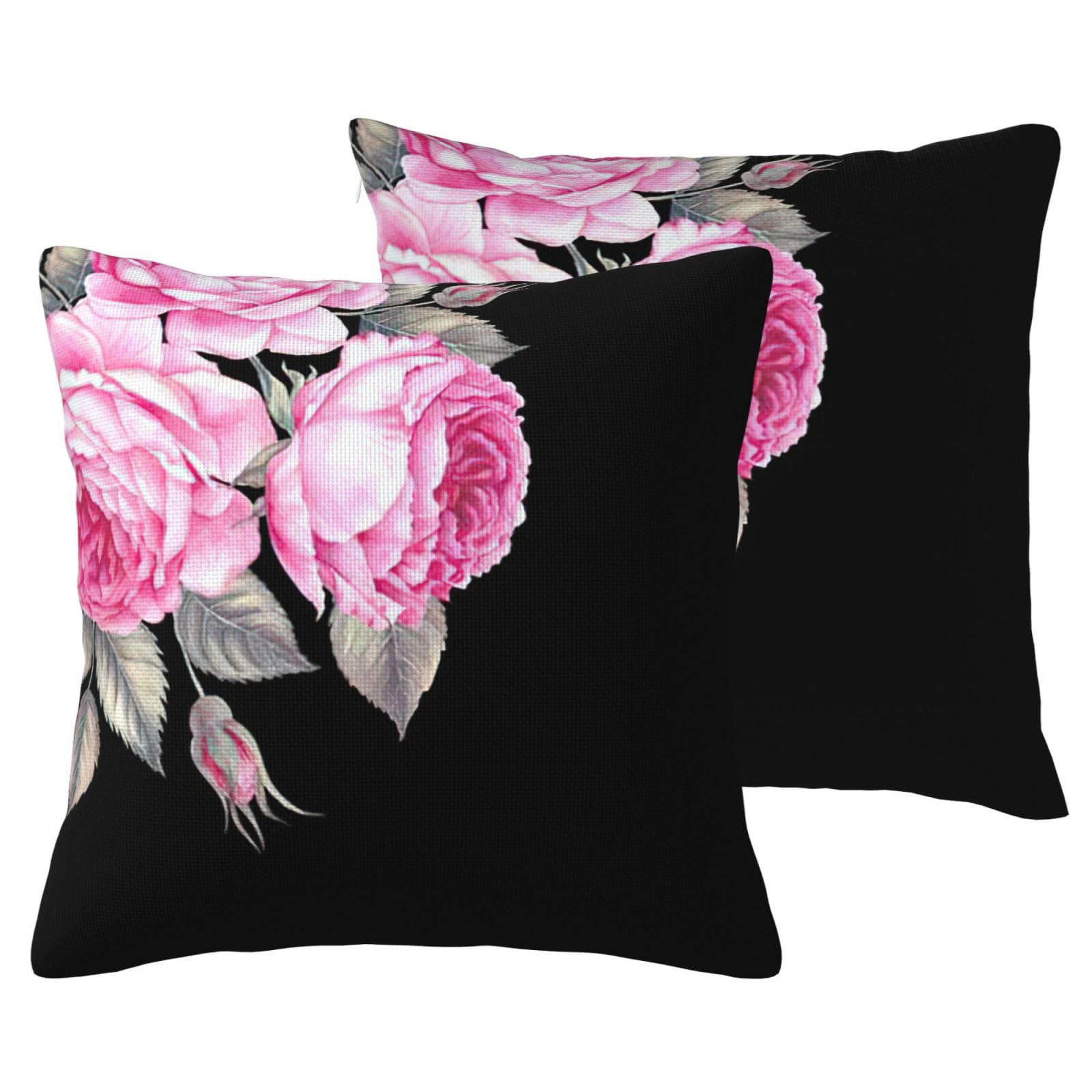 Housse de coussin fleurs roses 45x45 cm pour décoration de canapé salon