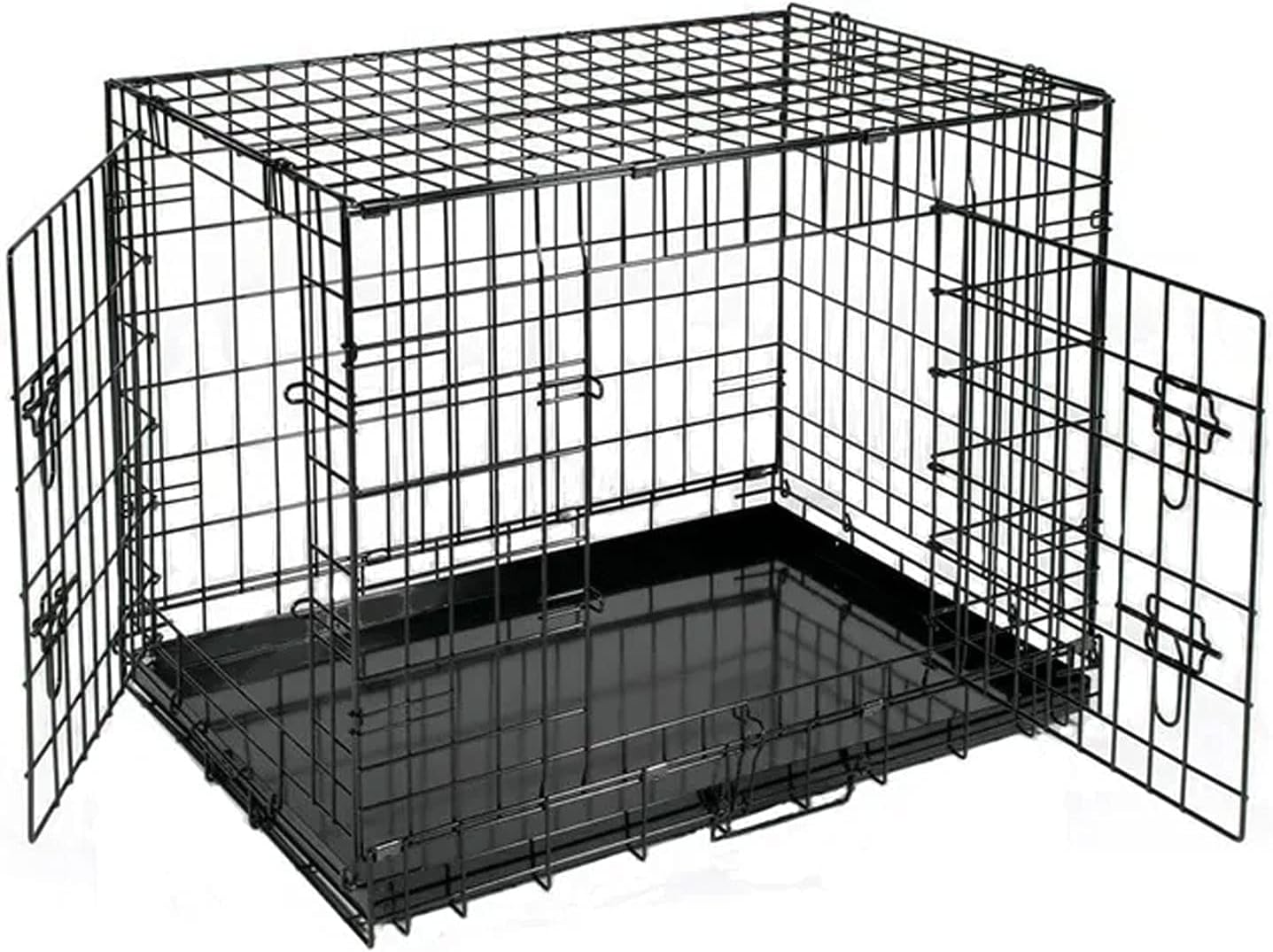 Cardys Dog Crate XXL Dog Cage Pet Cages with 2 Doors Easy Clean Removable Plastic Tray Folding