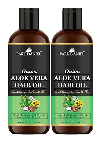 Park Daniel Premium Onion Aloe Vera Hair Oil Enriched With Vitamin E-For Conditioning and Smooth Hair Combo Pack 2 Bottle of 60 ml(120 ml)