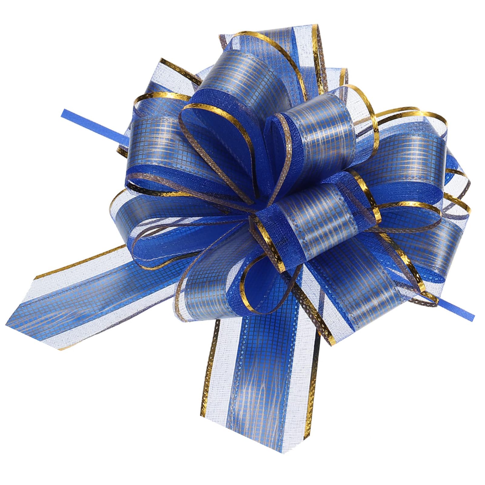MACHSWON 20pcs 7 Inch Blue Pull Bows Large Striped Gift Bows for Wedding Baskets Presents Christmas Party Decoration