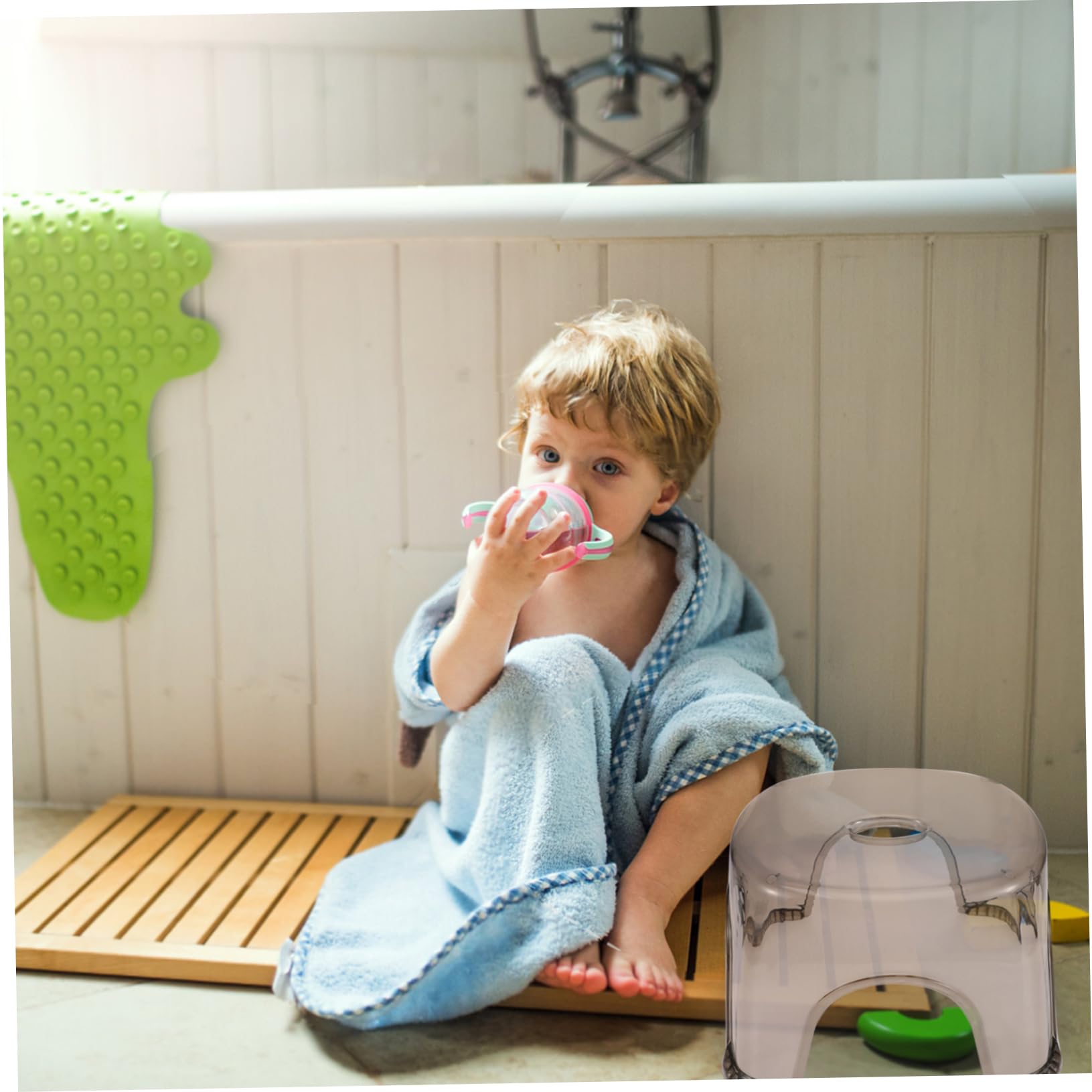 Sgabello da Bagno in Plastico Stabile per Bambini 2pezzi Poggiapiedi Sottile per Doccia, Ingresso, Casa
