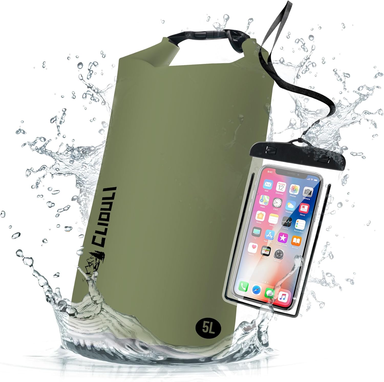 Waterproof Dry Bag,Roll Top Green Small Waterproof Backpack 2L/5L/10L/20L/30L/40L Floating Lightweight Bags for Kayaking, Boating, Fishing, Swimming Camping with Waterproof Phone Case Waterproof Dry Bag,Roll Top Green Small Waterproof Backpack 2L/5L/10L/20L/30L/40L Floating Lightweight Bags for Kayaking, Boating, Fishing, Swimming Camping with Waterproof Phone Case