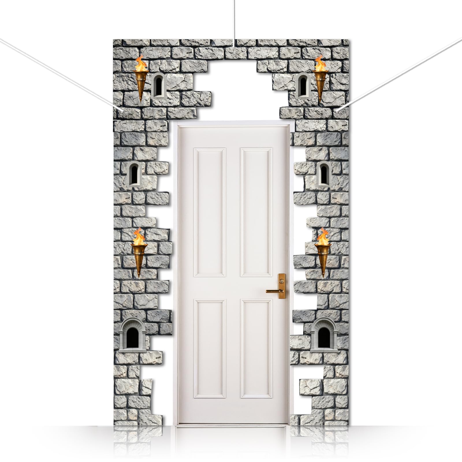 CUTHOLLOW 3Pcs Medieval Stone Wall Themed Decorations Porch Sign Banner — image 1