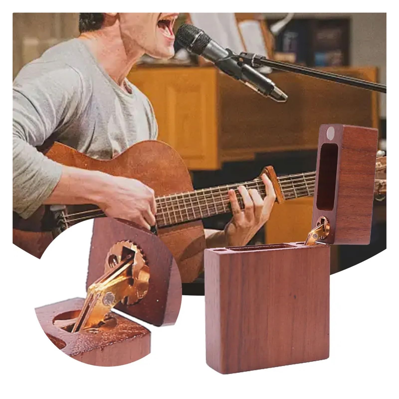 Caja De Púas De Guitarra De 5 Ranuras, Estuche De Almacenamiento Portátil | 5 ranuras, diseño compacto, protege púas, se adapta a púas de guitarra